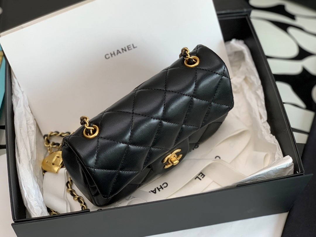 Chanel Mini Flap Bag with Heart Charms - Black Quilted Lambskin &amp; Gold-Tone Hardware