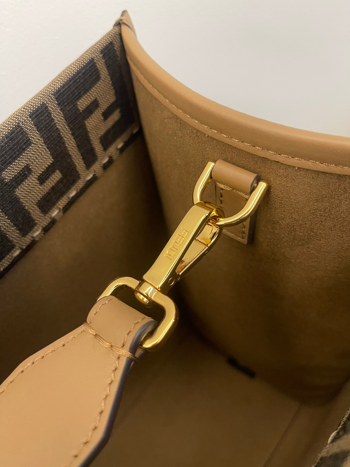 Fendi Sunshine Medium Shopper Tote Bag - Brown FF Fabric