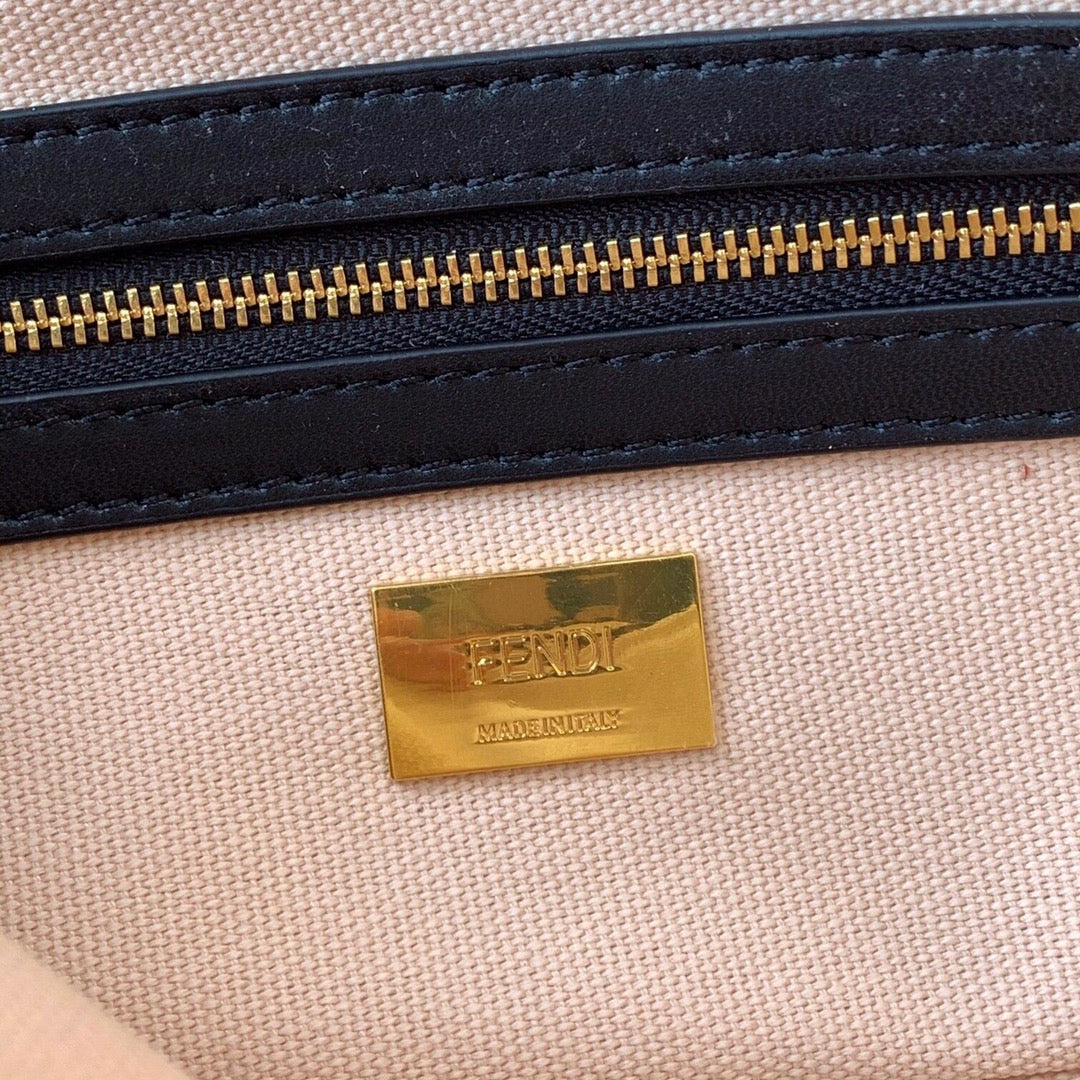 Fendi Baguette Monogram Embroidered Pink Crossbody Bag with Canvas Strap