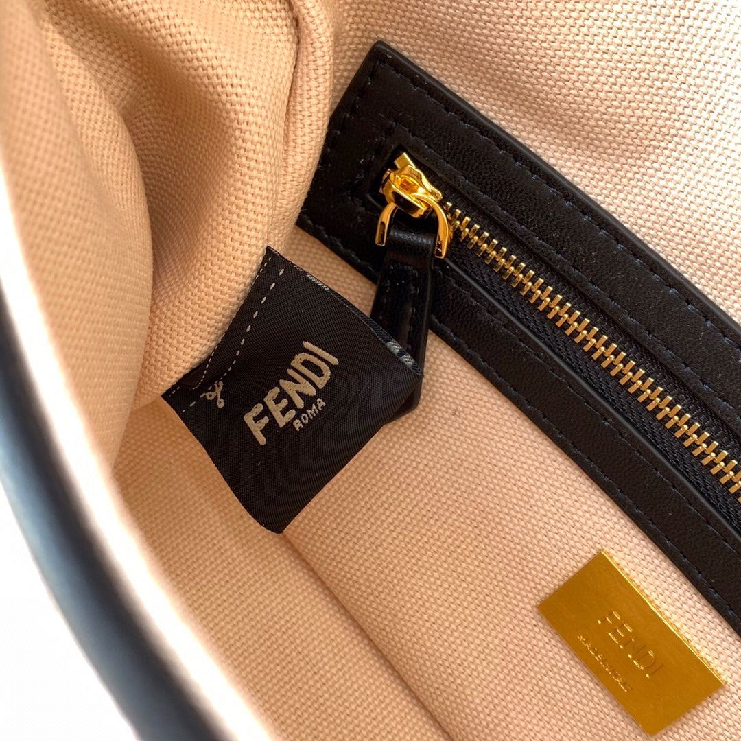 Fendi Baguette Monogram Embroidered Pink Crossbody Bag with Canvas Strap