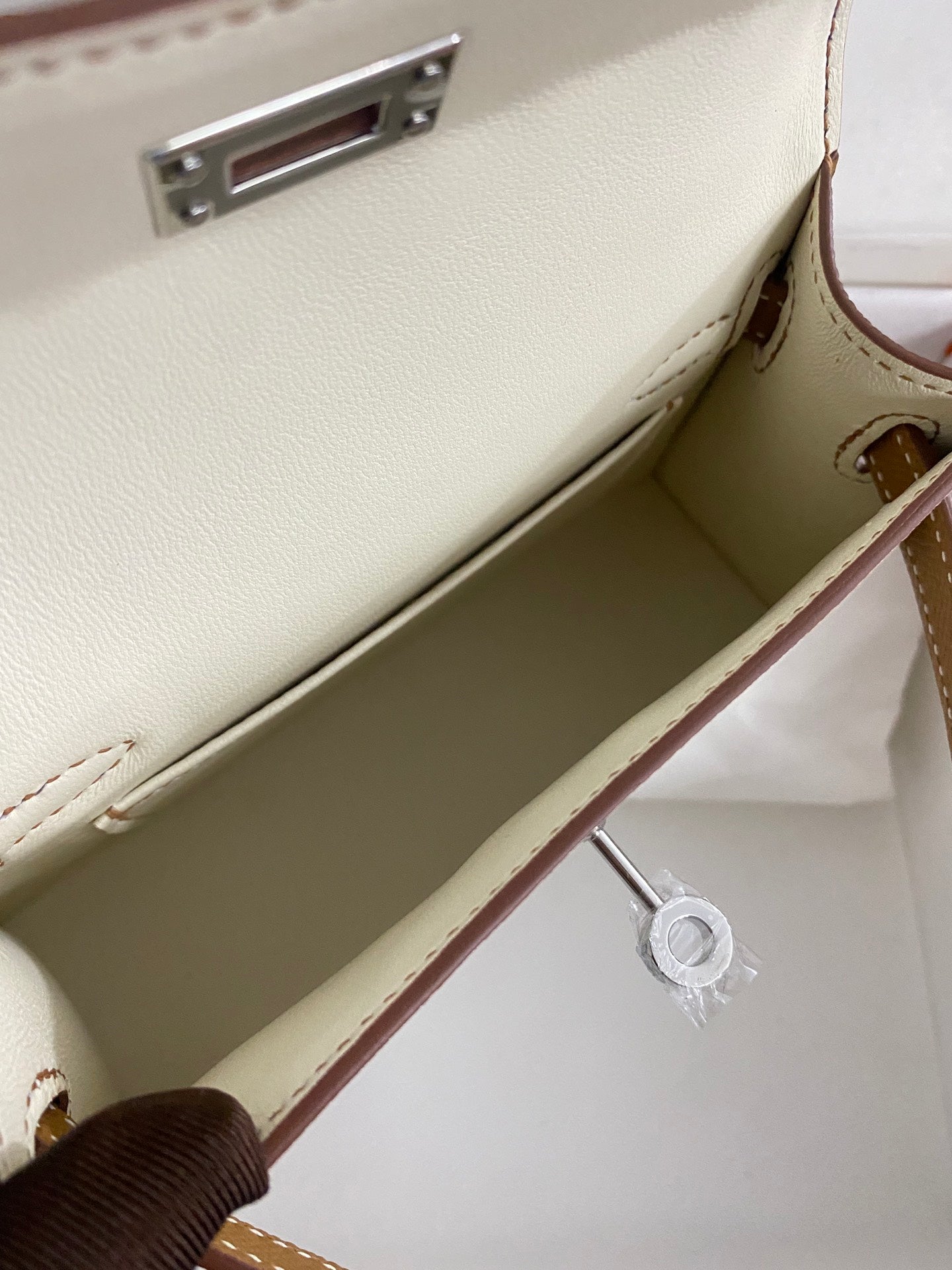 Hermès Kelly Sellier 20 Mini Handbag - Bicolor Nata &amp; Gold Leather with Palladium Hardware