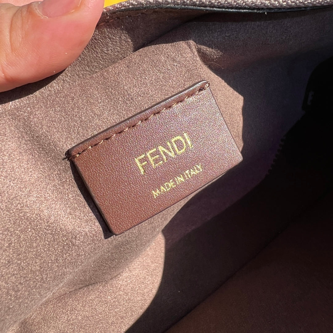 Fendi O'Lock Swing Brown Fabric Bag with FF Motif