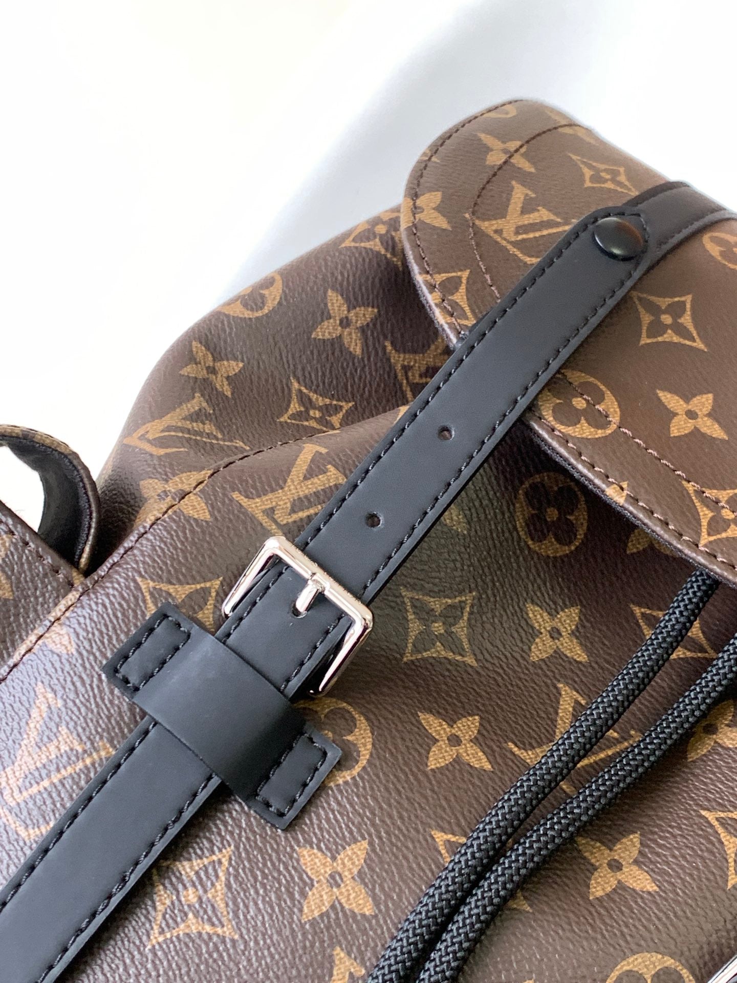 Louis Vuitton Classic Brown Monogram Pattern Backpack with Black Leather Straps