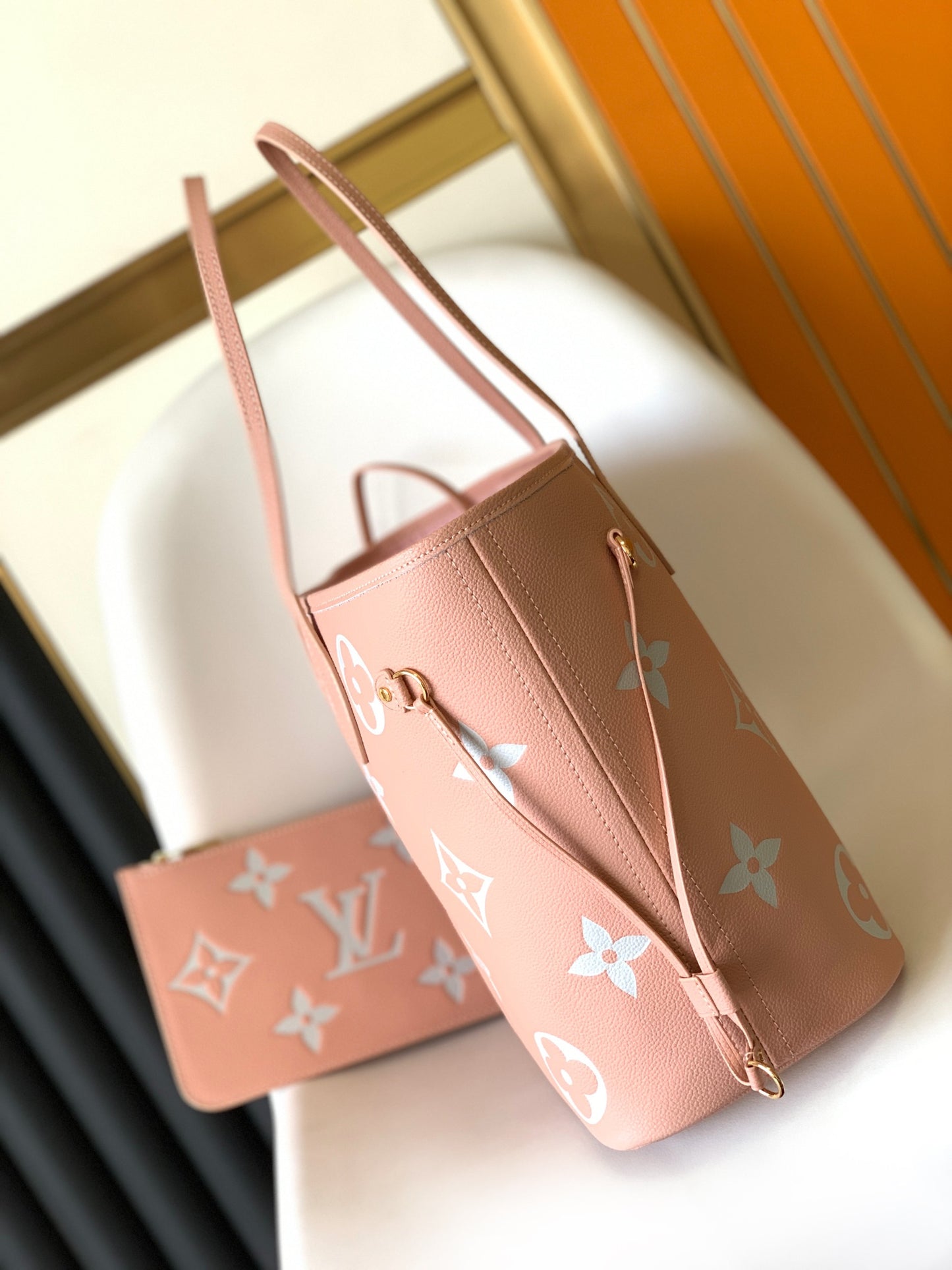 Louis Vuitton Blush Pink Monogram Leather Tote Bag with Shoulder Straps