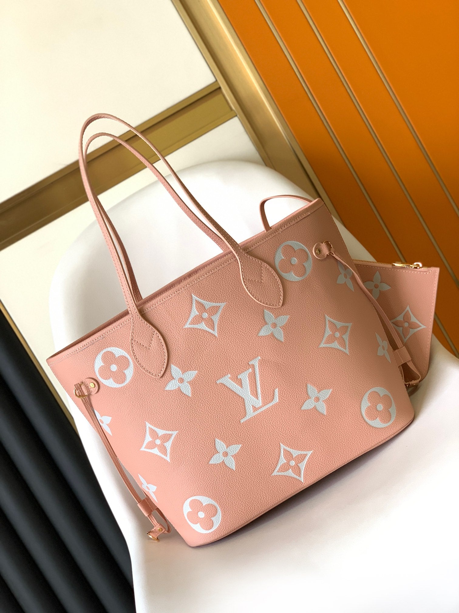 Louis Vuitton Blush Pink Monogram Leather Tote Bag with Shoulder Straps