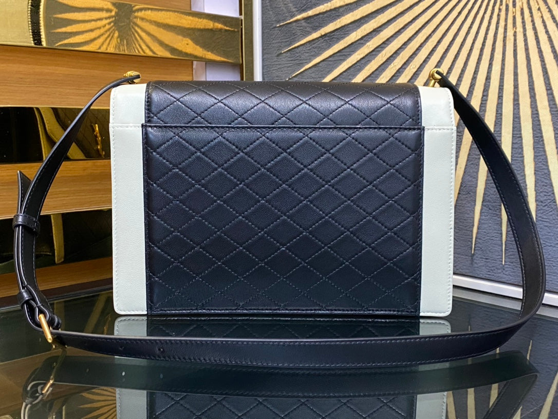Saint Laurent Gaby Small Quilted Leather Shoulder Bag - Black/White