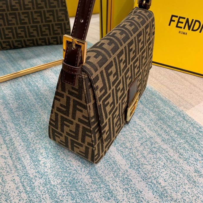 Fendi Zucca Monogram Tobacco Canvas Shoulder Bag