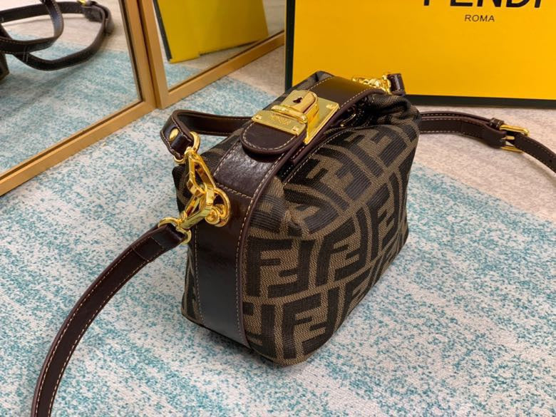 Fendi Nano Baguette Charm FF Zucca Canvas Crossbody Bag - Brown/Tobacco
