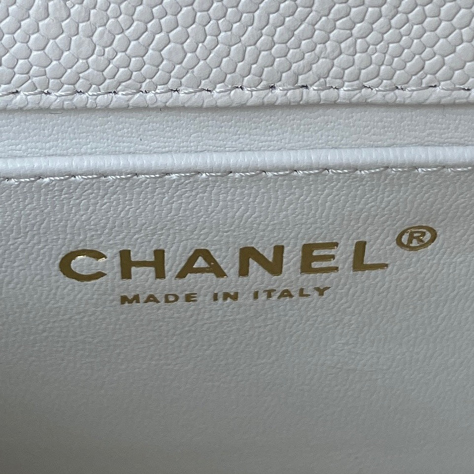 Chanel White Quilted Lambskin Mini Flap Bag with Gold-Tone Adjustable Ball Chain