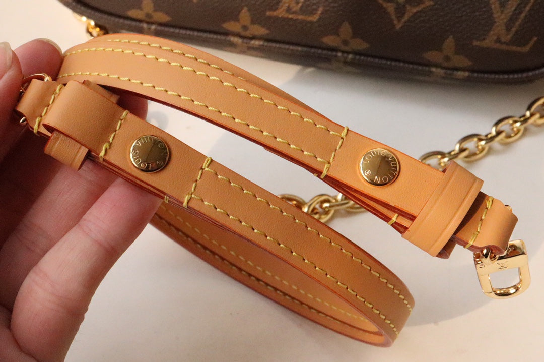 Louis Vuitton Vintage Brown Monogram Canvas Shoulder Bag with Gold Chain