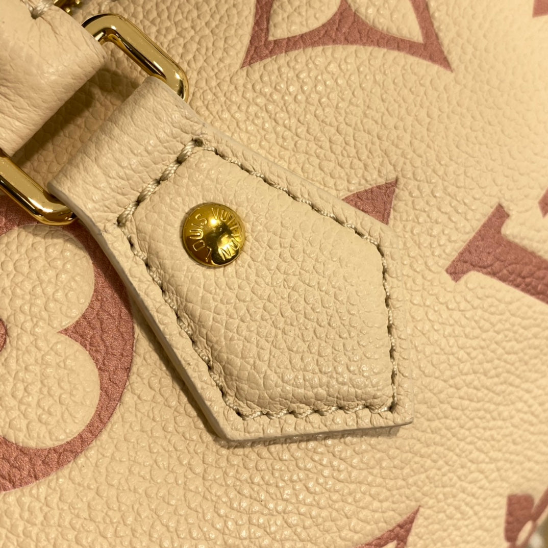 Louis Vuitton Cream and Pink Monogram Embossed Leather Mini Duffle Handbag