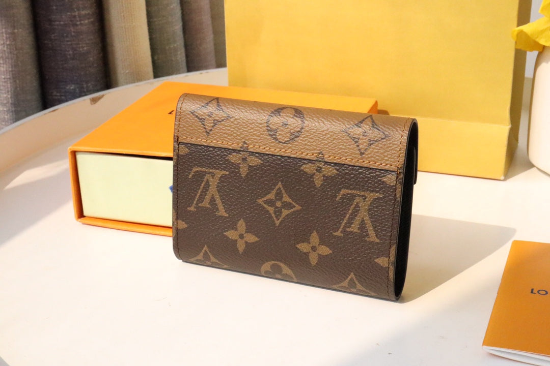 Louis Vuitton Classic Brown Monogram Leather Envelope Trifold Wallet for Women