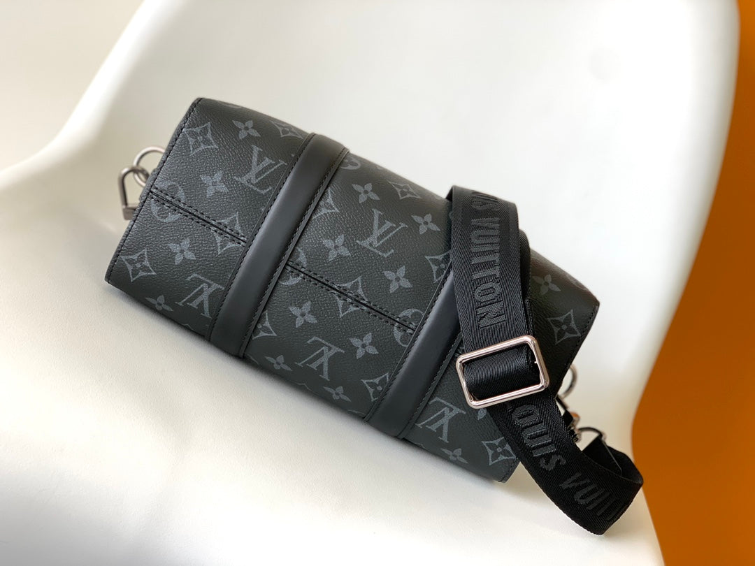 Louis Vuitton Classic Dark Monogram Mini Cylinder Duffle Crossbody Bag