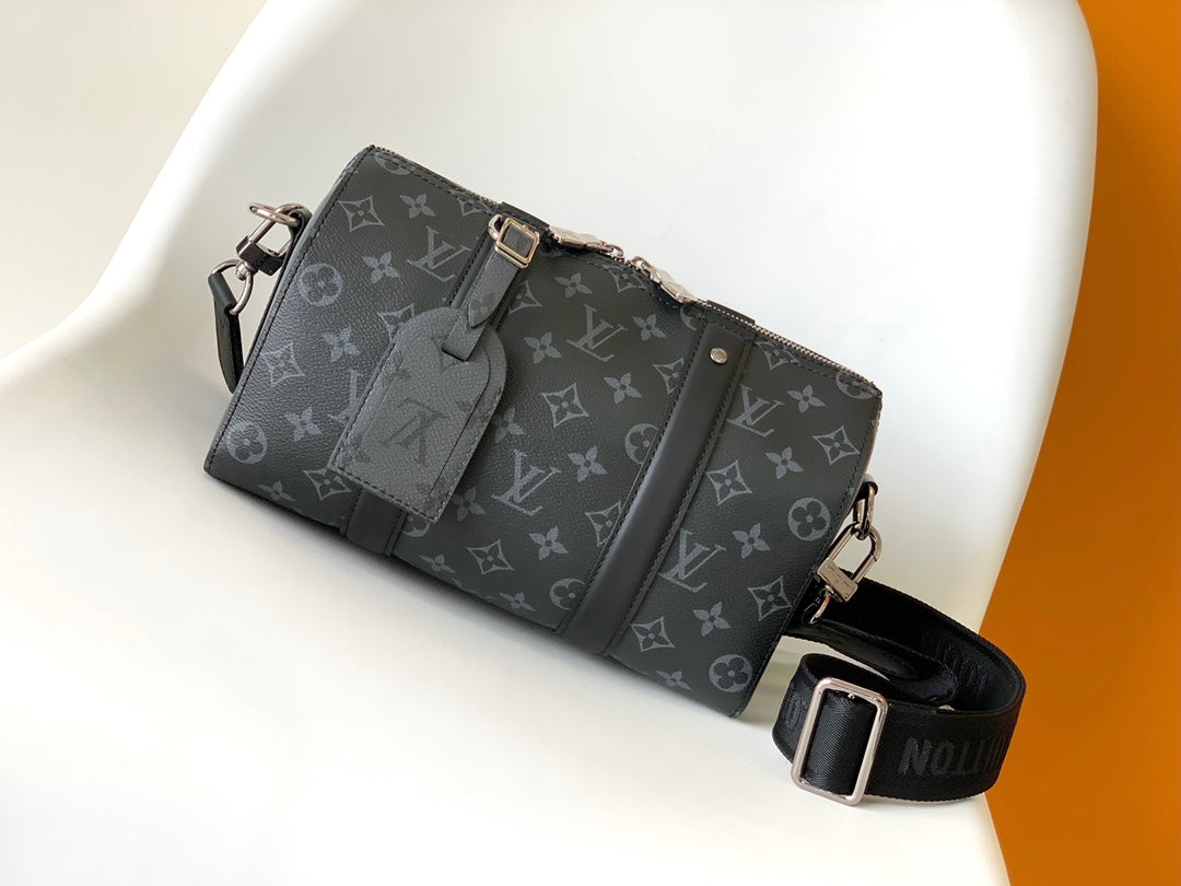 Louis Vuitton Classic Dark Monogram Mini Cylinder Duffle Crossbody Bag