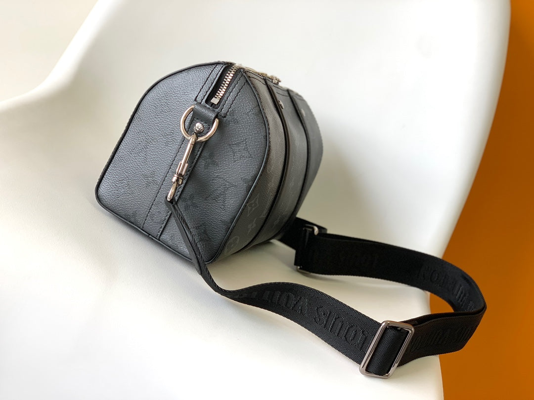 Louis Vuitton Classic Dark Monogram Mini Cylinder Duffle Crossbody Bag