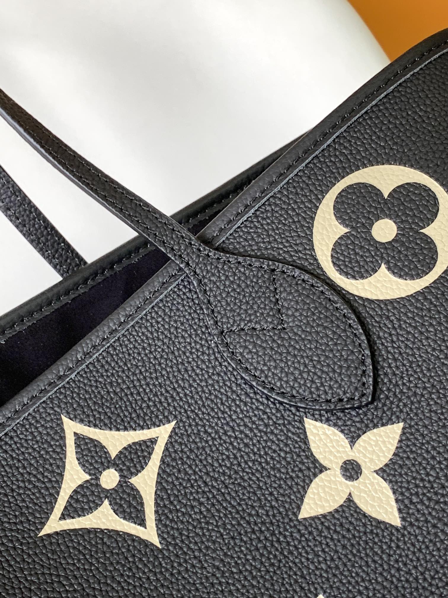 Louis Vuitton Classic Black Embossed Monogram Leather Tote Shoulder Bag