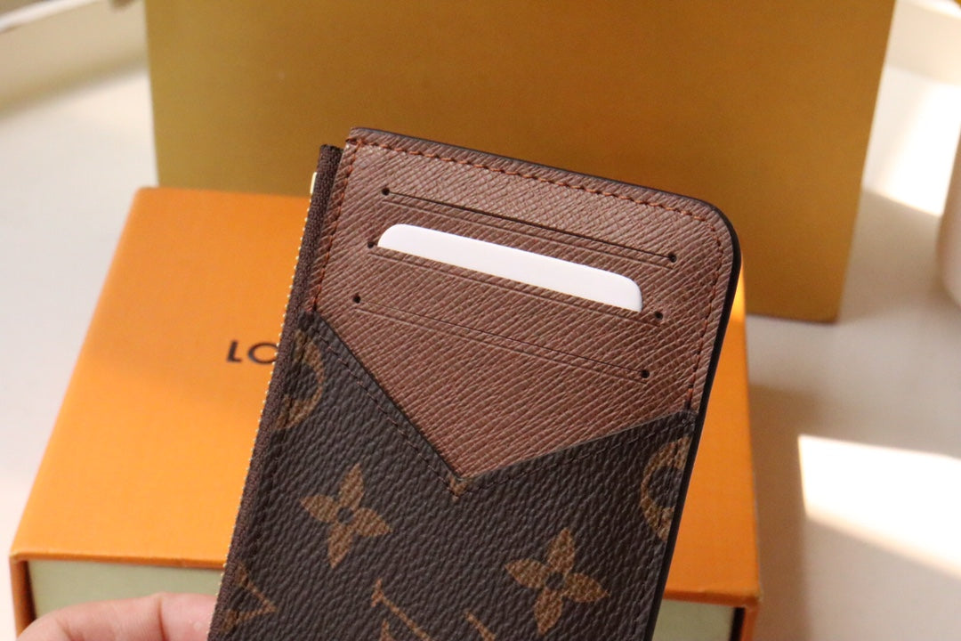 Louis Vuitton Classic Brown Monogram Canvas Card Holder Slim Wallet