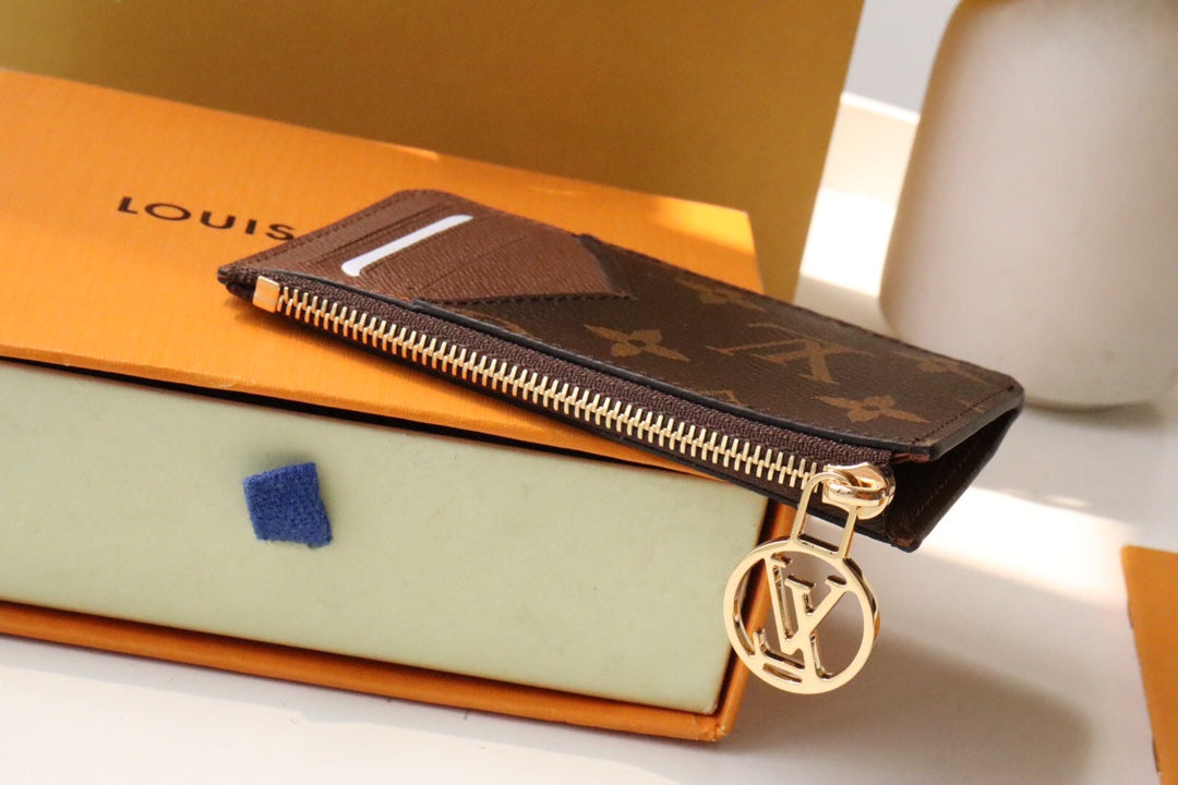 Louis Vuitton Classic Brown Monogram Canvas Card Holder Slim Wallet