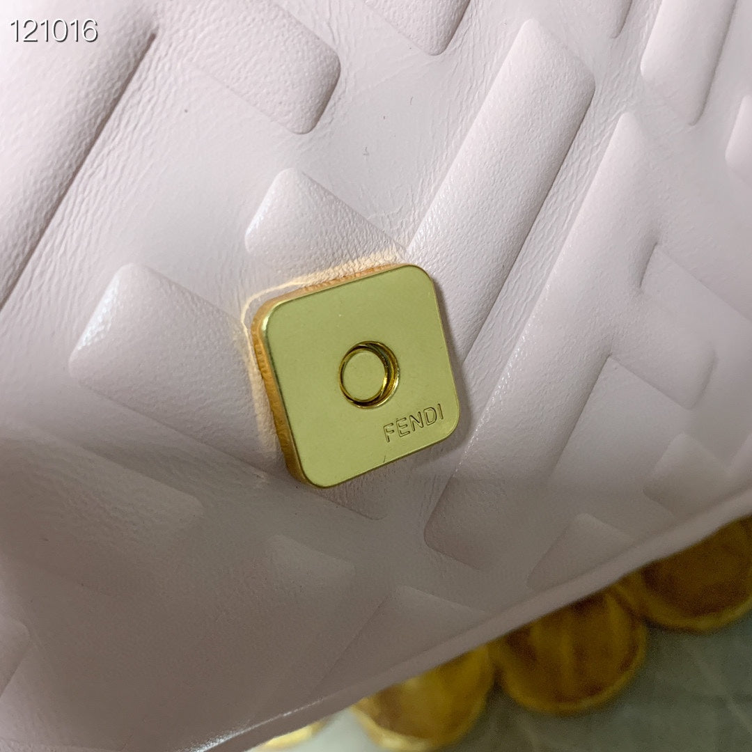 Fendi Baguette Light Pink Embossed Nappa Leather Bag