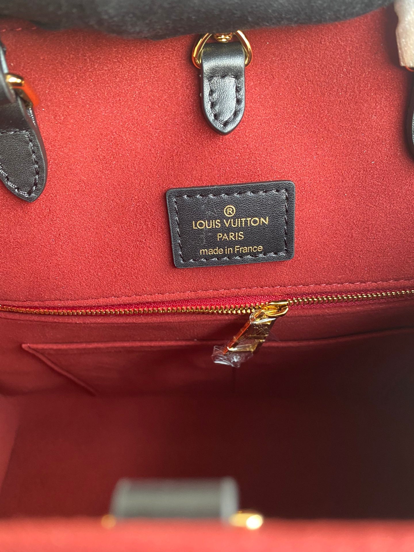 Louis Vuitton Luxury Black Leather Tote Bag with Gold Monogram Pattern