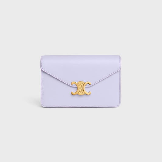 Celine Triomphe Card Holder on Chain in Lavender Leather