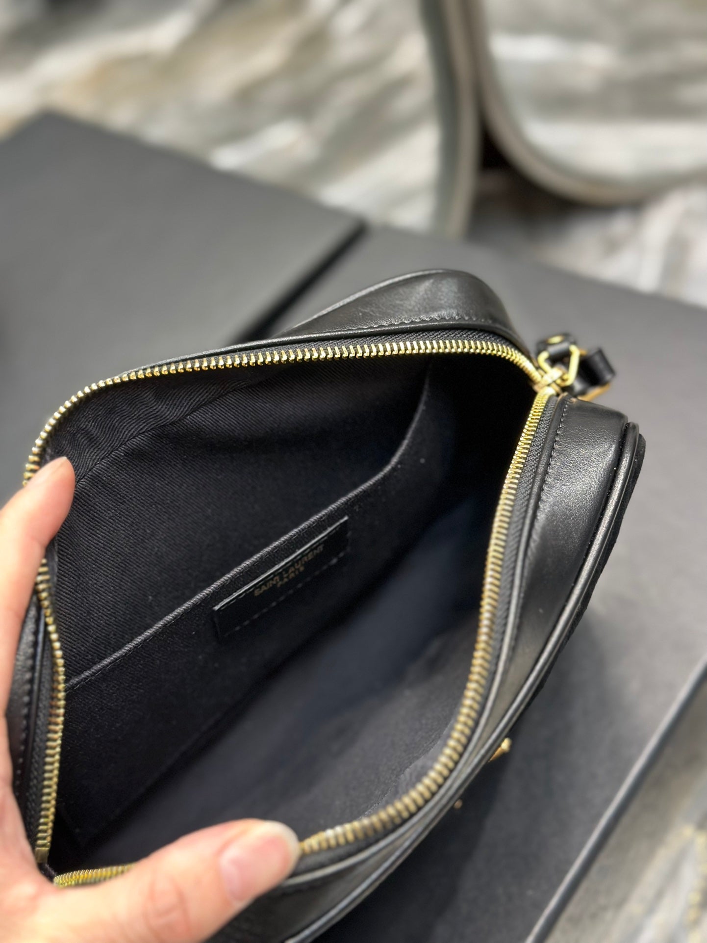 Saint Laurent Lou Medium Camera Bag in Quilted Leather - Black Gold