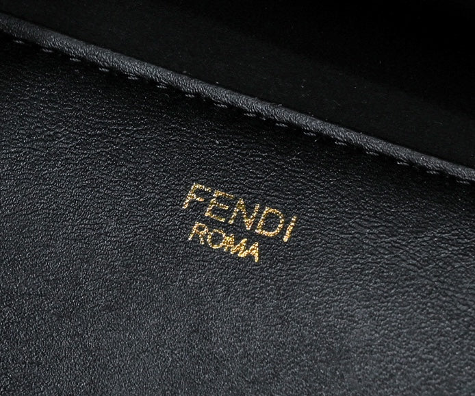 Fendace Black Leather Sunshine Shopper Tote Bag - Fendi x Versace Collaboration