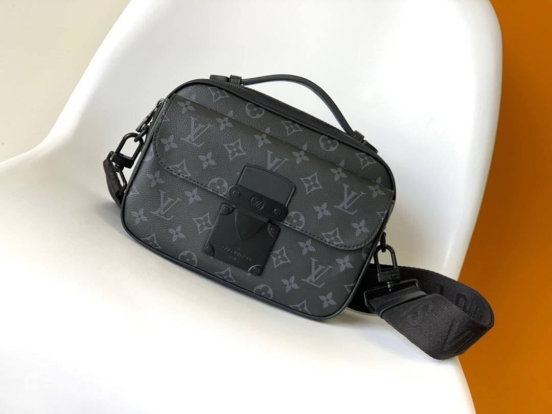 Louis Vuitton Black Monogram Crossbody Shoulder Bag with Top Handle