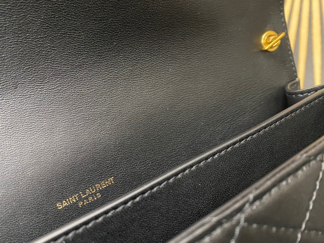 Saint Laurent Gaby Medium Shoulder Bag in Quilted Leather - Black and White