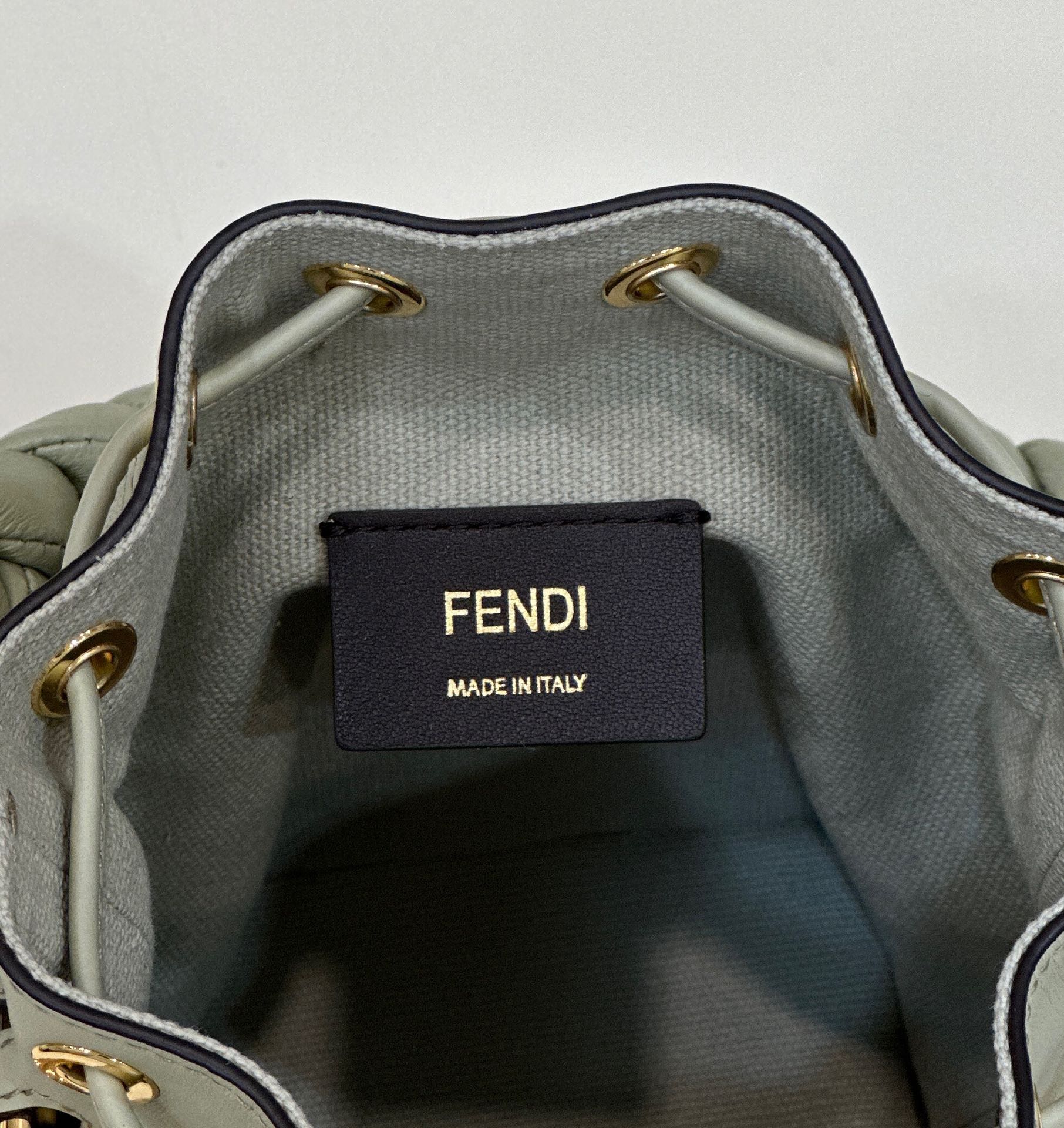 Fendi Mon Tresor Mini Bucket Bag in Mint Green Leather with Braided Handle