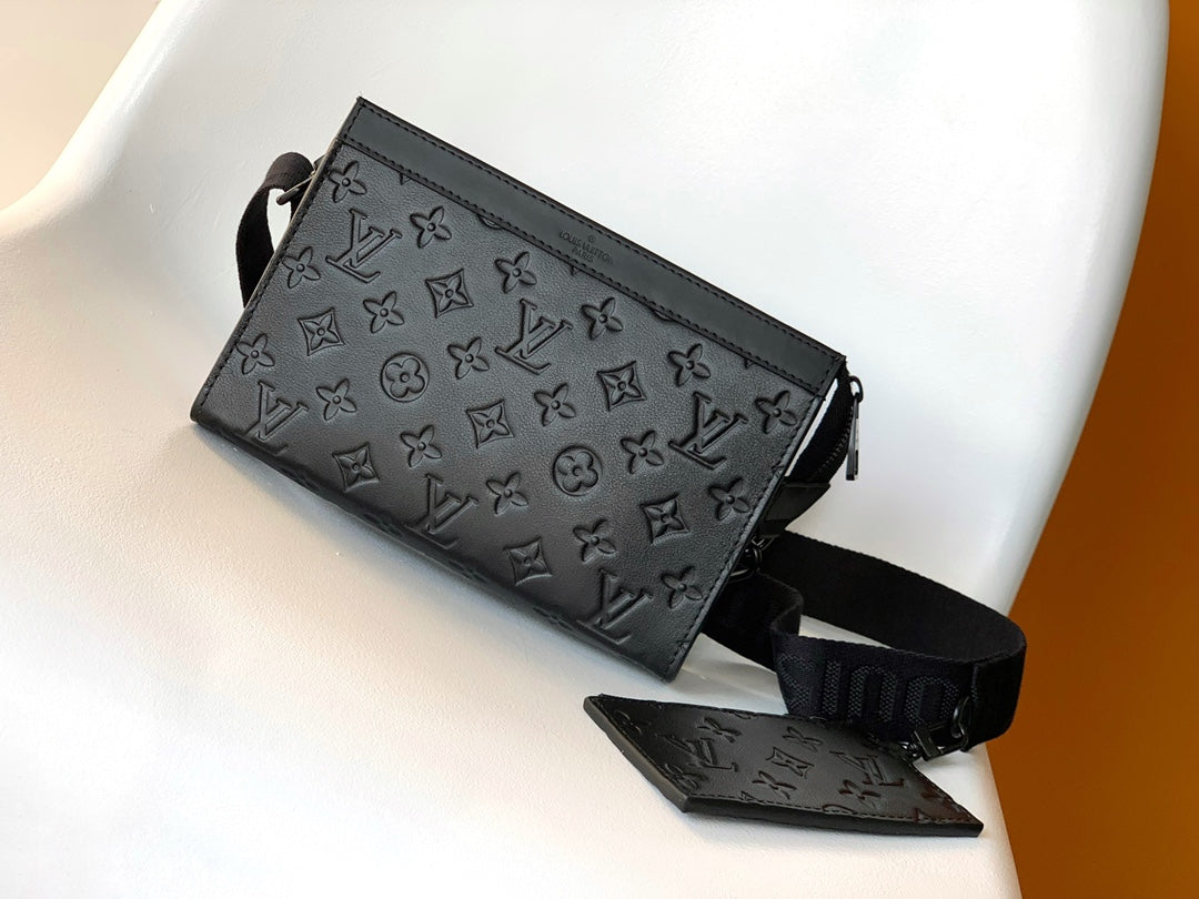 Louis Vuitton Trio Messenger Monogram Shadow Leather - Black Crossbody Bag