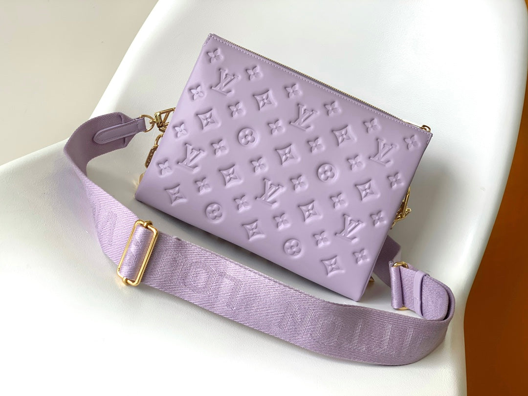 Louis Vuitton Pastel Purple Embossed Mini Shoulder Bag with Gold Chain