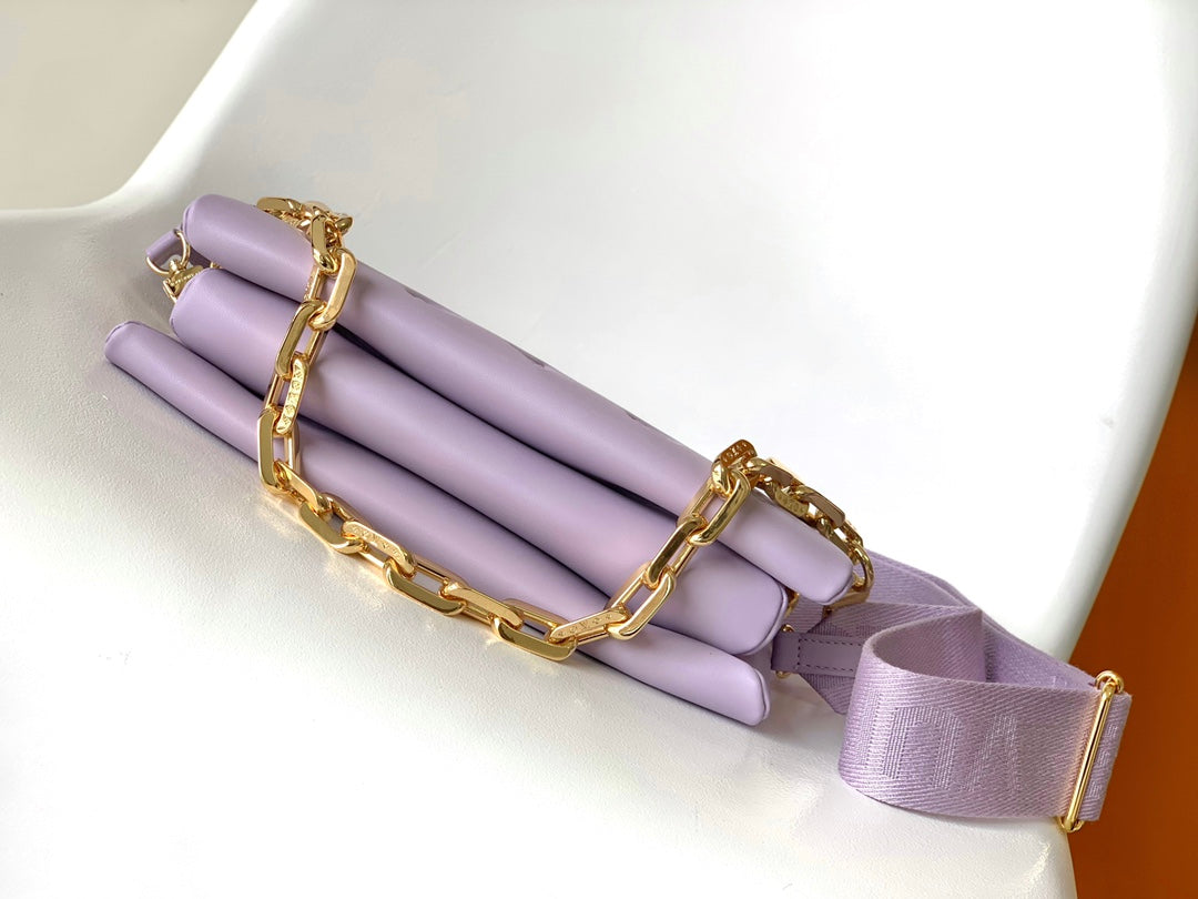Louis Vuitton Pastel Purple Embossed Mini Shoulder Bag with Gold Chain