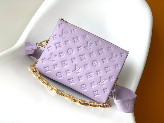 Louis Vuitton Pastel Purple Embossed Mini Shoulder Bag with Gold Chain