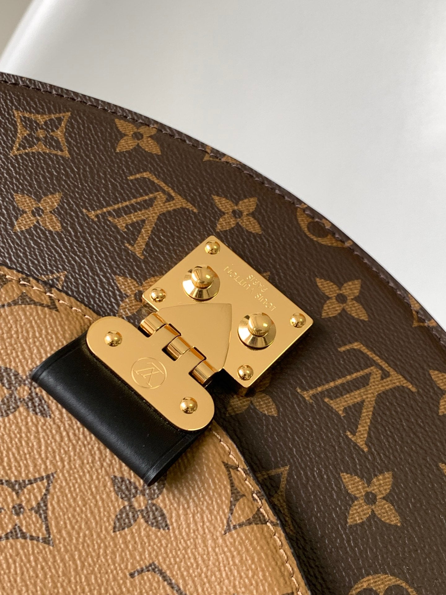 Louis Vuitton Monogram Pattern Two-Tone Top Handle Handbag with Gold Lock