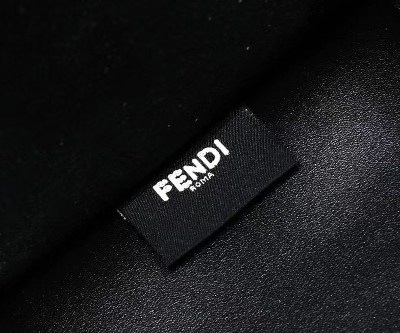 Fendi Sunshine Medium Shopper Tote Bag - Black Leather with White Logo