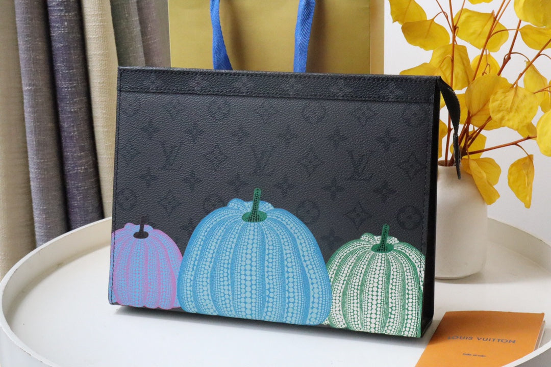 Decorative Pumpkin Print Cosmetic Pouch - Halloween &amp; Fall Themed Makeup Bag