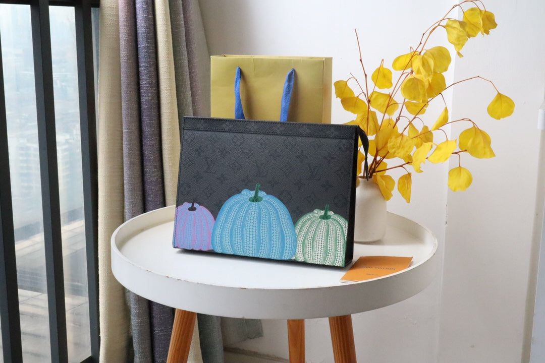 Decorative Pumpkin Print Cosmetic Pouch - Halloween & Fall Themed Makeup Bag