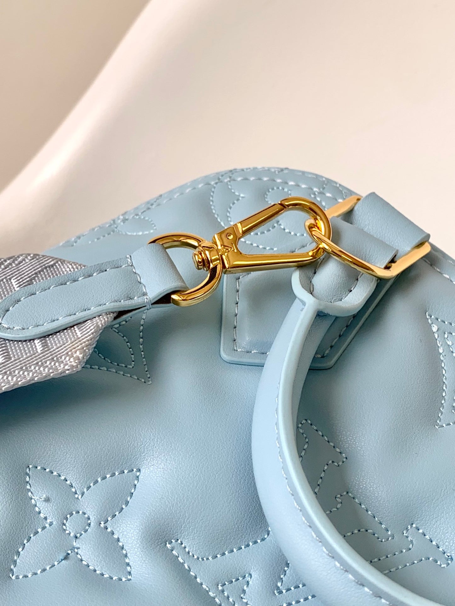 Louis Vuitton Light Blue Quilted Leather Dome Top Handle Crossbody Bag