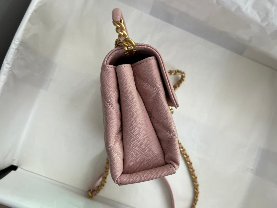 Chanel Small Flap Bag with Top Handle - Pink Quilted Lambskin with Gold-Tone Hardware