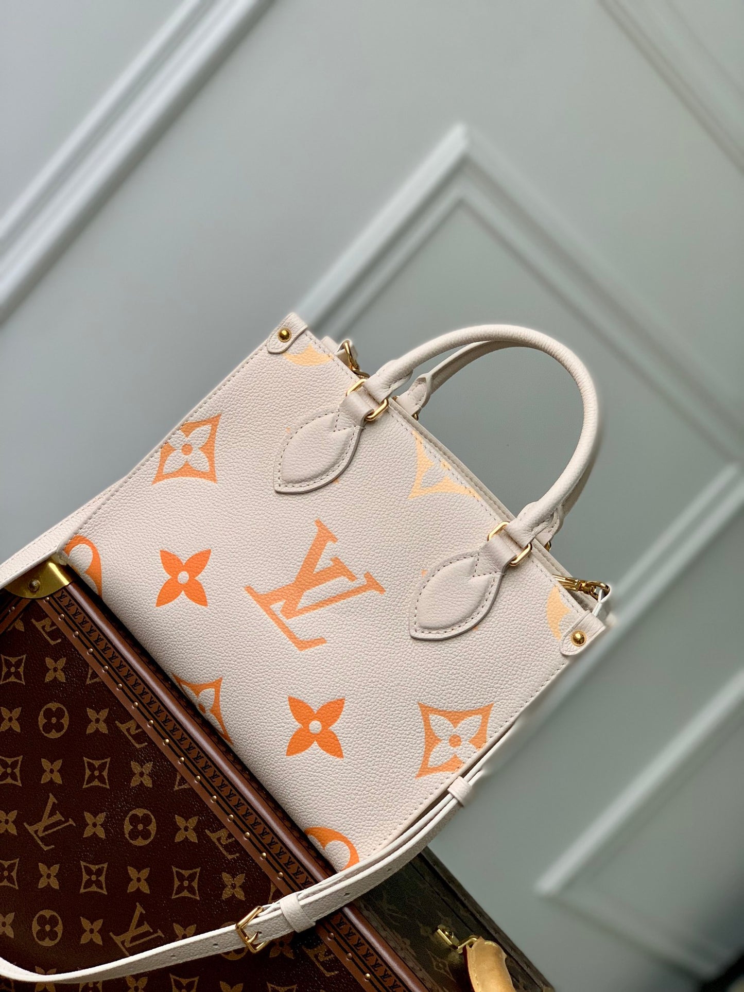 Louis Vuitton OnTheGo PM Monogram Empreinte Leather Tote Bag - Cream Gradient
