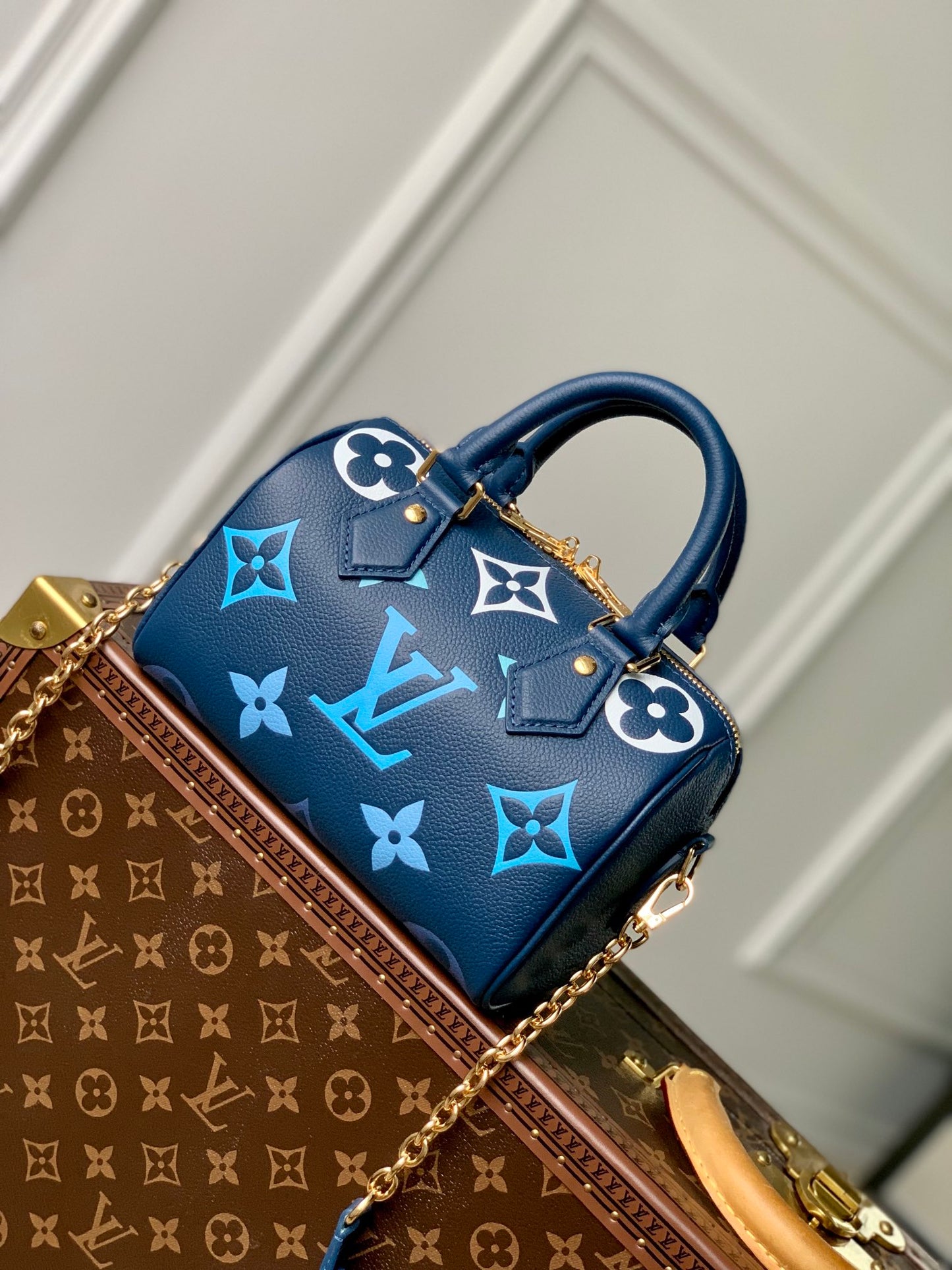 Louis Vuitton Blue Monogram Print Mini Duffle Bag with Top Handles