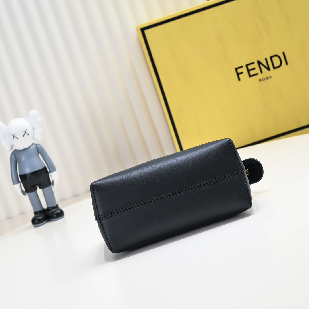 Fendi By The Way Mini Leather Bag with Tortoiseshell Handles - Black