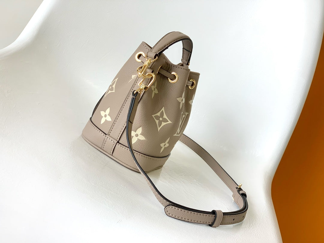 Louis Vuitton Taupe Monogram Leather Bucket Bag with Detachable Strap