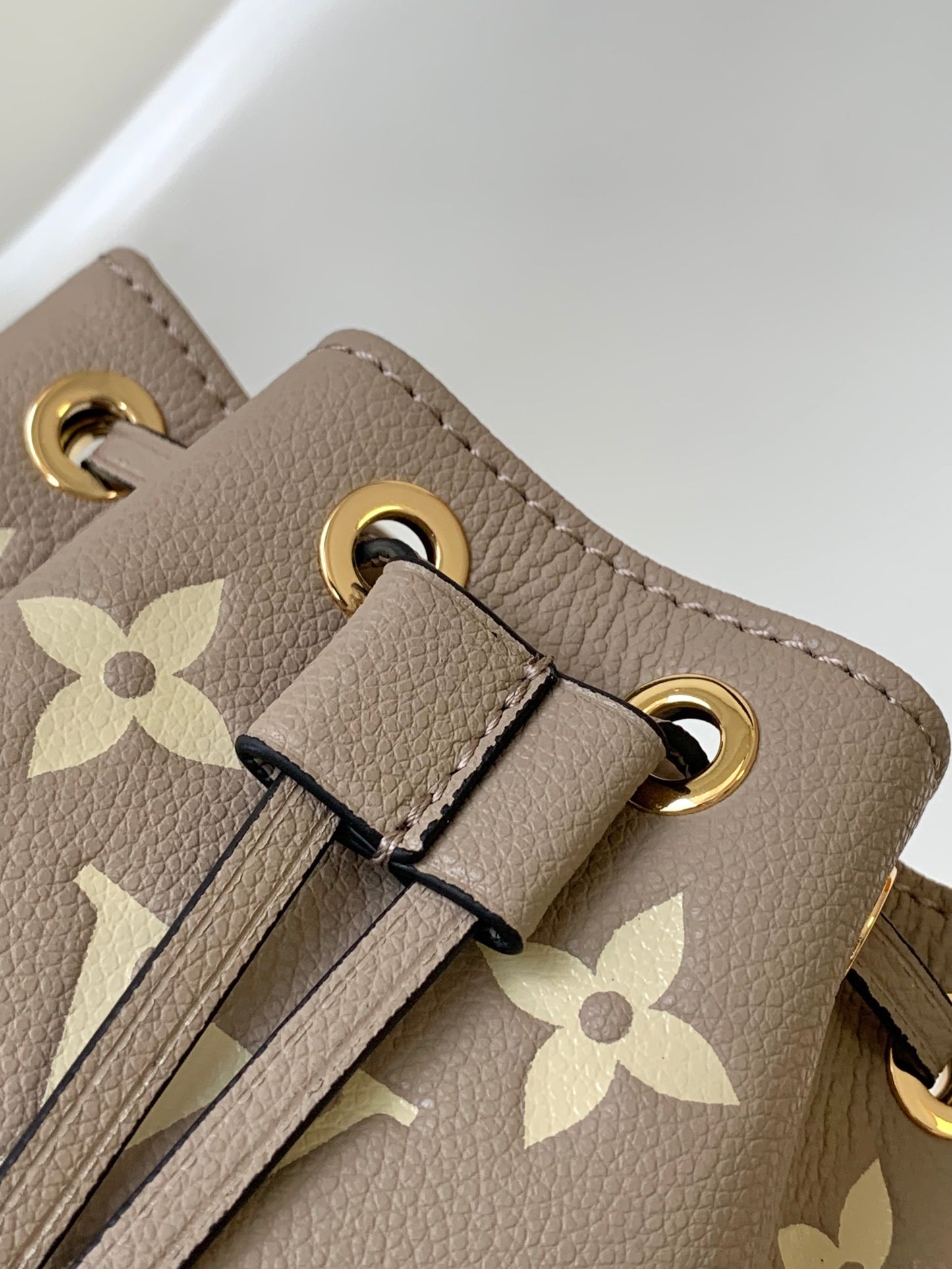 Louis Vuitton Taupe Monogram Leather Bucket Bag with Detachable Strap