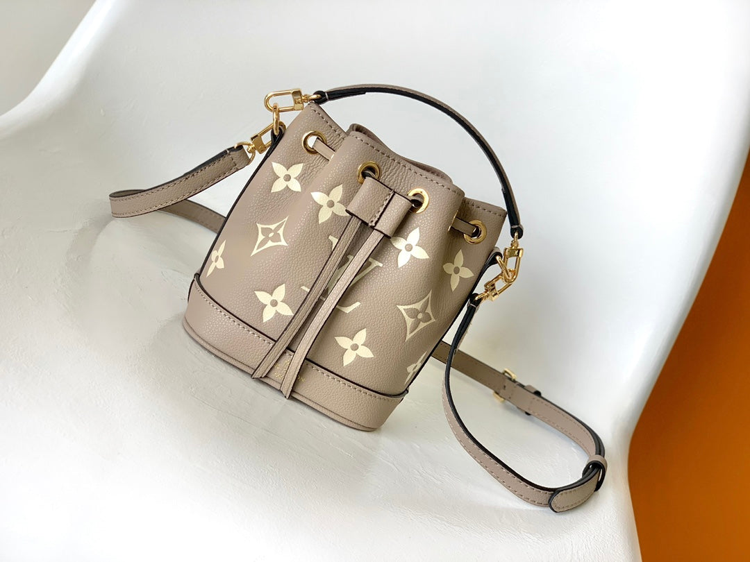 Louis Vuitton Taupe Monogram Leather Bucket Bag with Detachable Strap