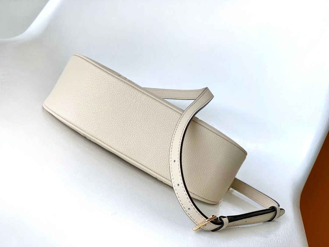 Louis Vuitton Cream Embossed Leather Crescent Shoulder Bag with Gold Hardware