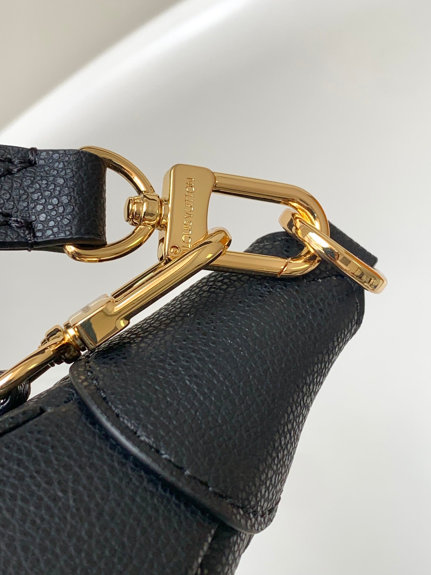 Louis Vuitton Black Embossed Leather Crescent Shoulder Bag and Crossbody