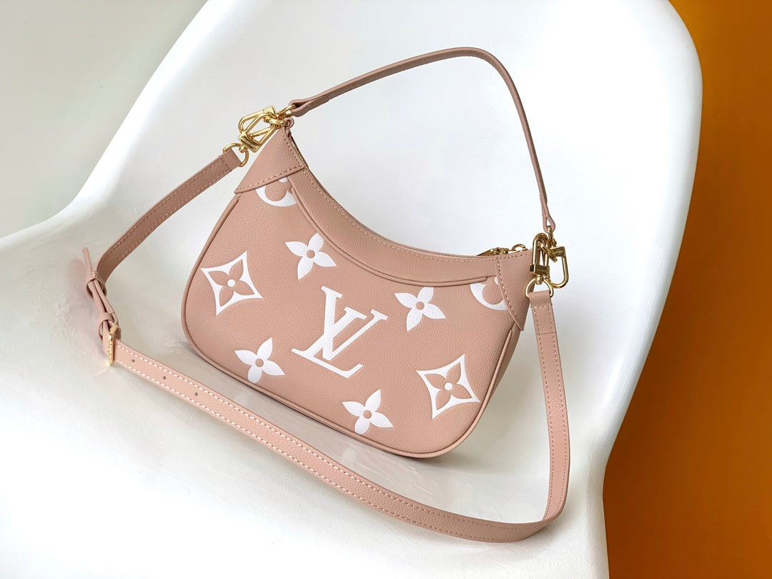 Louis Vuitton Dusty Pink Monogram Crescent Hobo Bag with Gold Chain Hardware