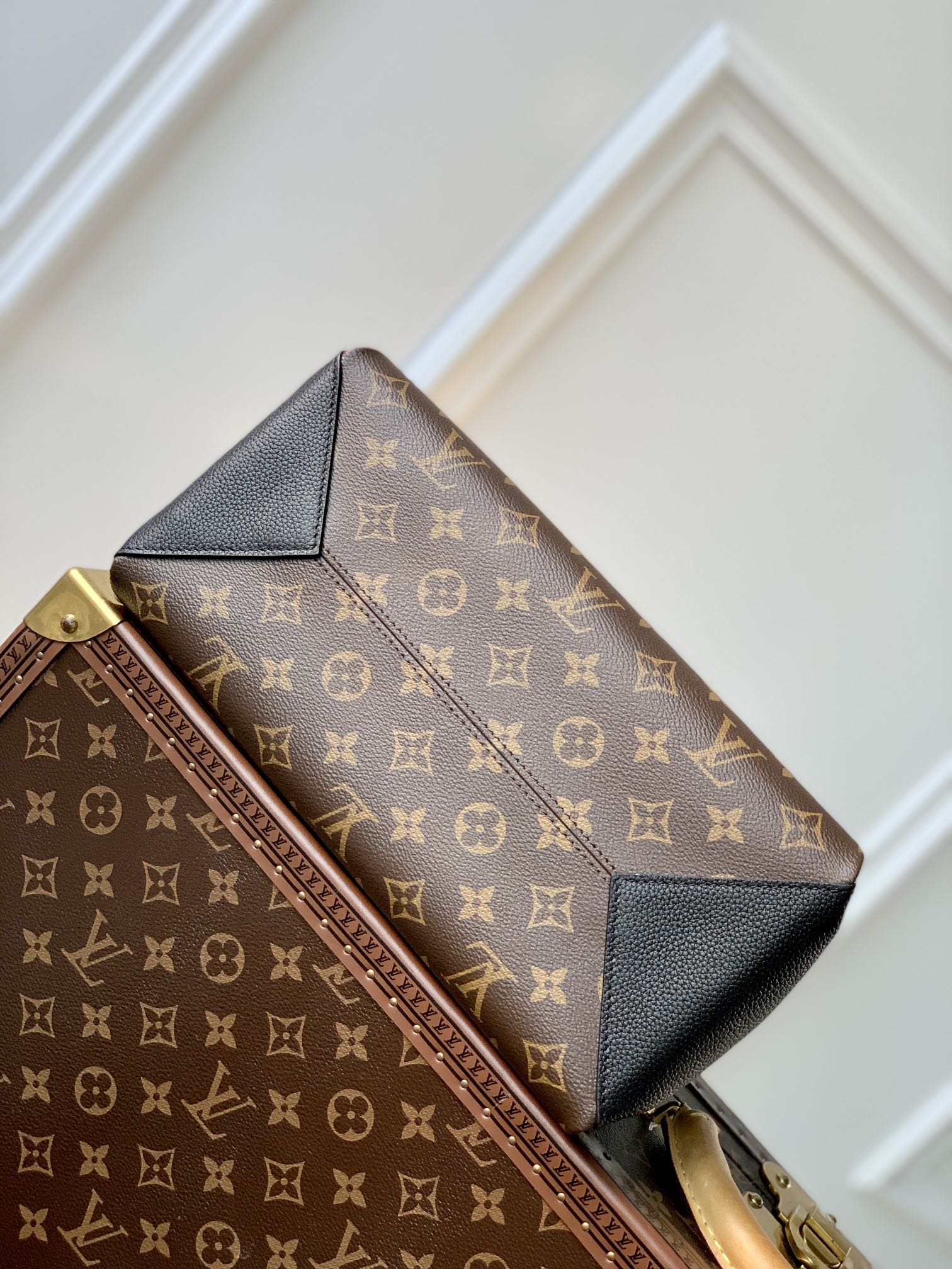 Louis Vuitton Brown Monogram Canvas Satchel Bag with Leather Handles